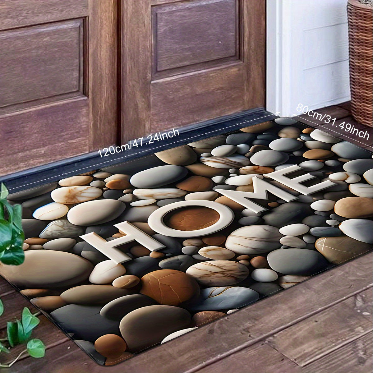Polyester Doormat Pebble Print bilan, sirpanishga qarshi, ichki kirish qismi uchun, dog'ga chidamli mato