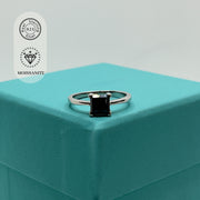 Black Moissanite Princess Cut Ring 1 Carat Four-Claw Engagement Jewelry