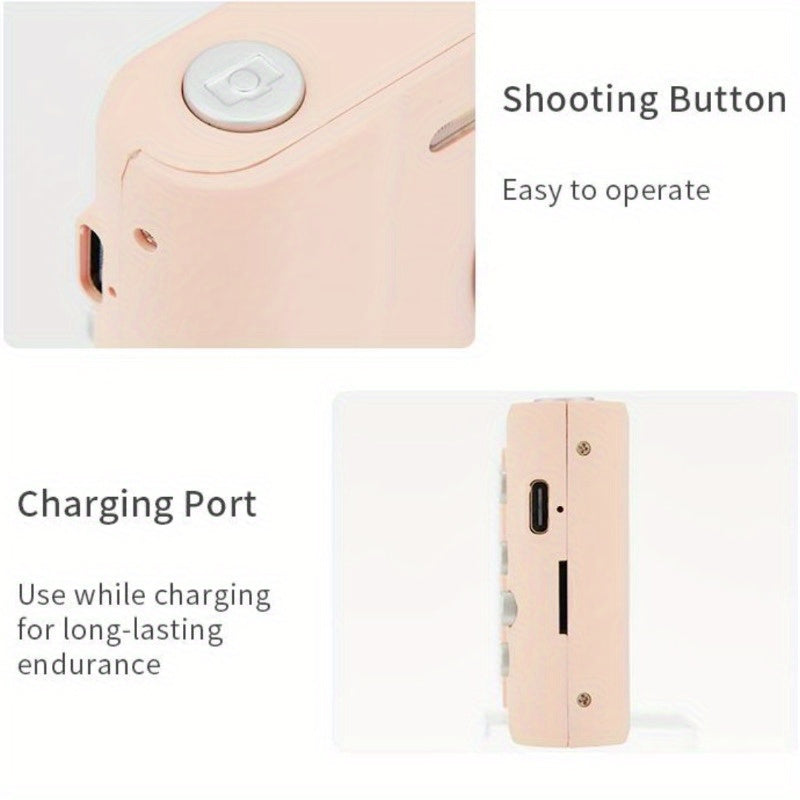 Cámara digital para niños, pantalla LCD de 2.4 pulgadas, lente frontal y trasero HD, portátil para niños y estudiantes