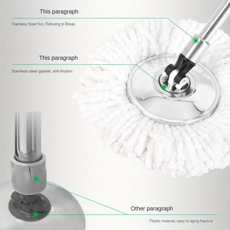 Metal Mop Handle Attachment with Rotating Head for Kitchen and Bathroom Cleaning