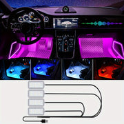 Car LED Foot Light Auto Atmosphere Lamp USB Powered Monochrome Black
