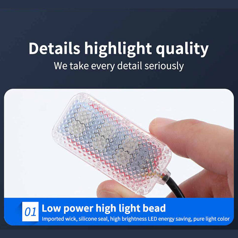 Car LED Foot Light Auto Atmosphere Lamp USB Powered Monochrome Black