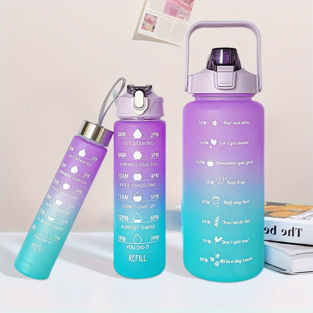 Gradient Color Frosted Water Bottle with Straw Leak-Proof 300ml 750ml 2L for Outdoor Activities