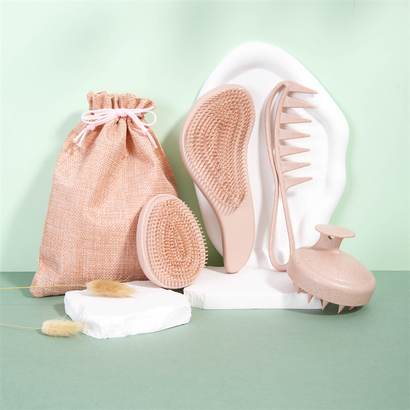 5-Donali bug'doy qog'ozidan tayyorlangan soch taro'zi to'plami, massaj cho'pi va sovg'a sumkasi bilan