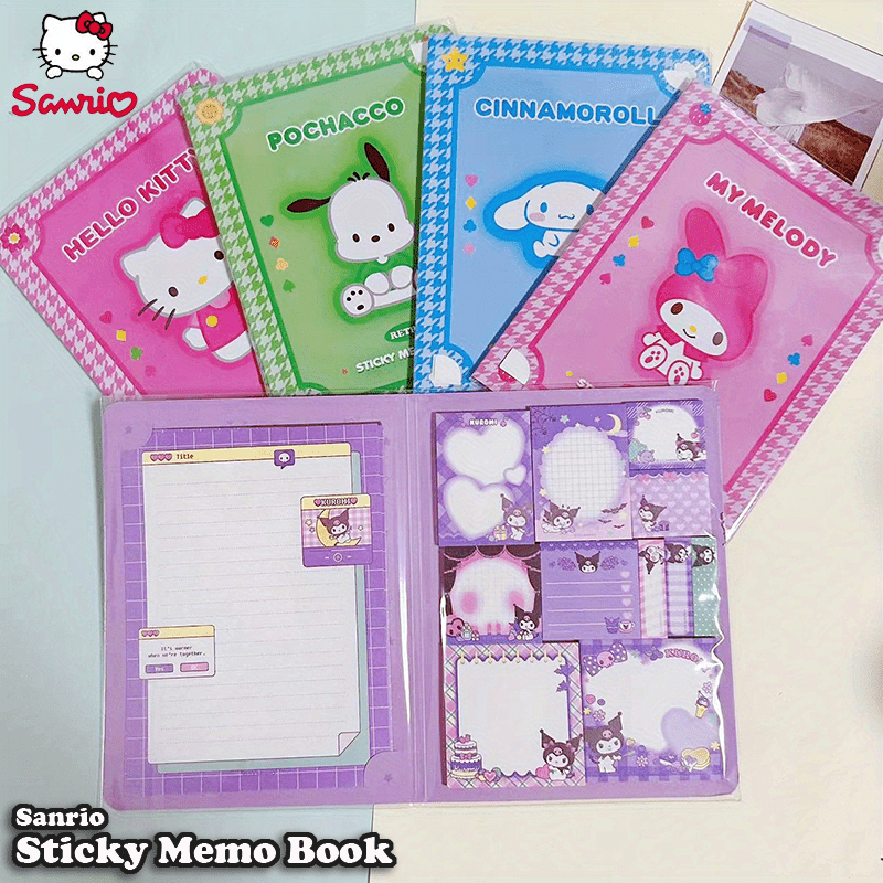 Sticky Note and Memo Book with 2 Letter Paper Designs and 11 Sticky Note Designs, A5 Size, 6 Character Covers