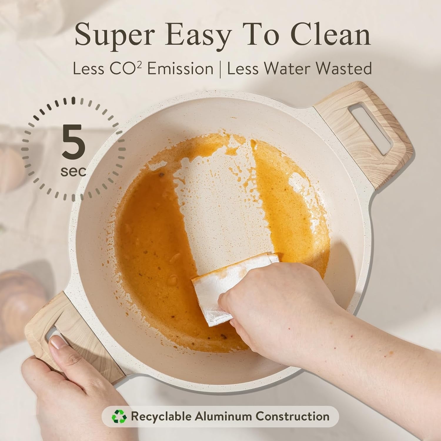 White Granite Nonstick Cookware Set 12 Pieces Induction Compatible PFOA Free