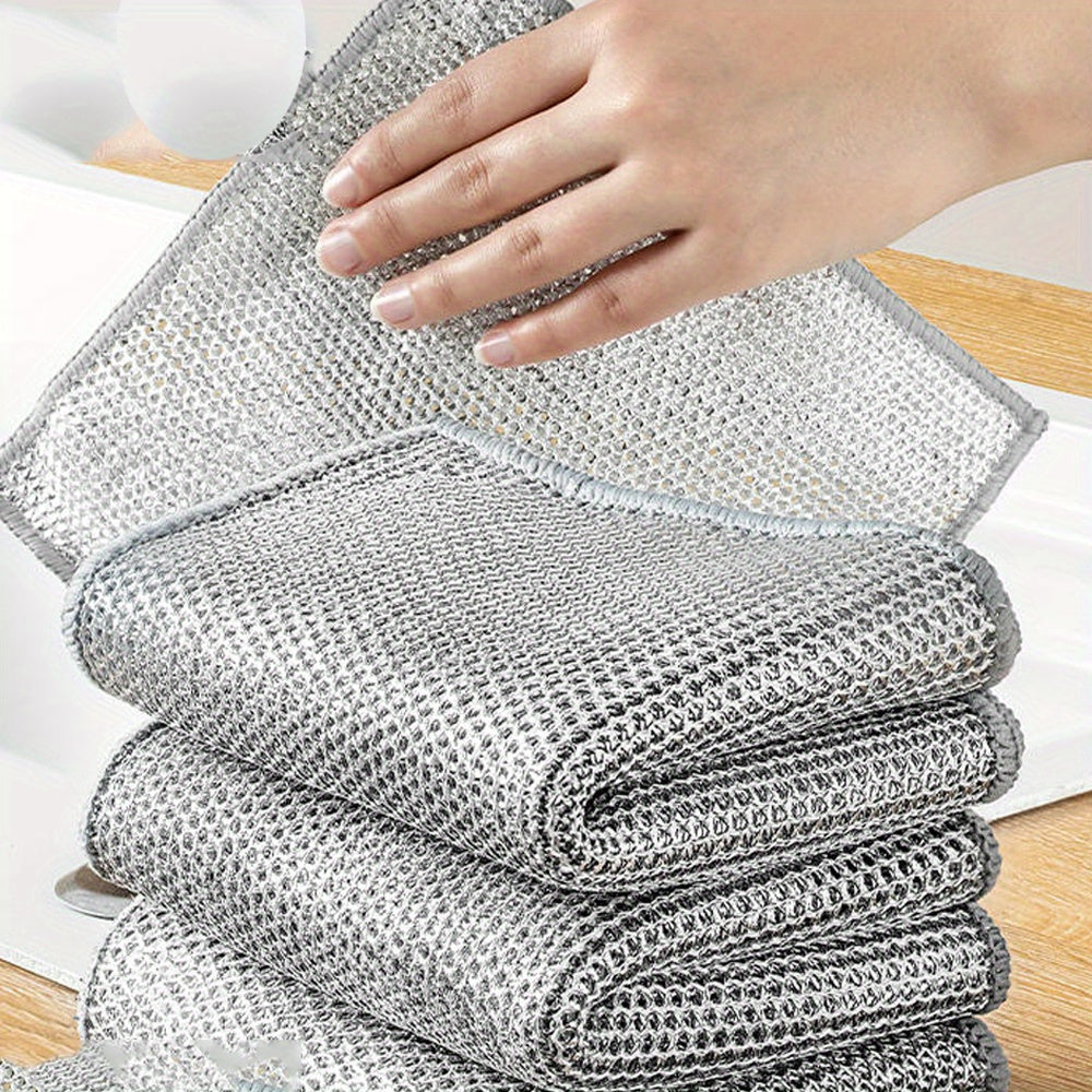 Pack of 10/20 Stainless Steel Double-Layer Wire Dishcloths for Cleaning