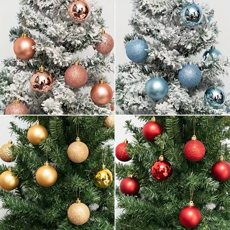 24 Plastic Christmas Ball Ornaments for Tree Decorating and Holiday Parties