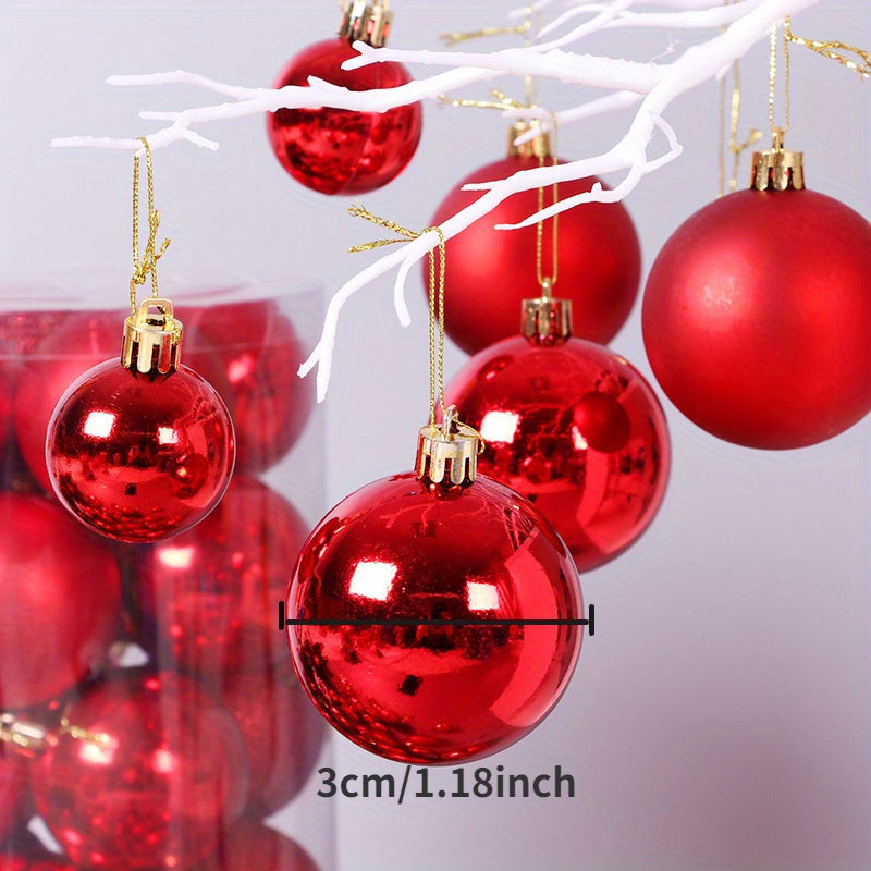 24 Plastic Christmas Ball Ornaments for Tree Decorating and Holiday Parties