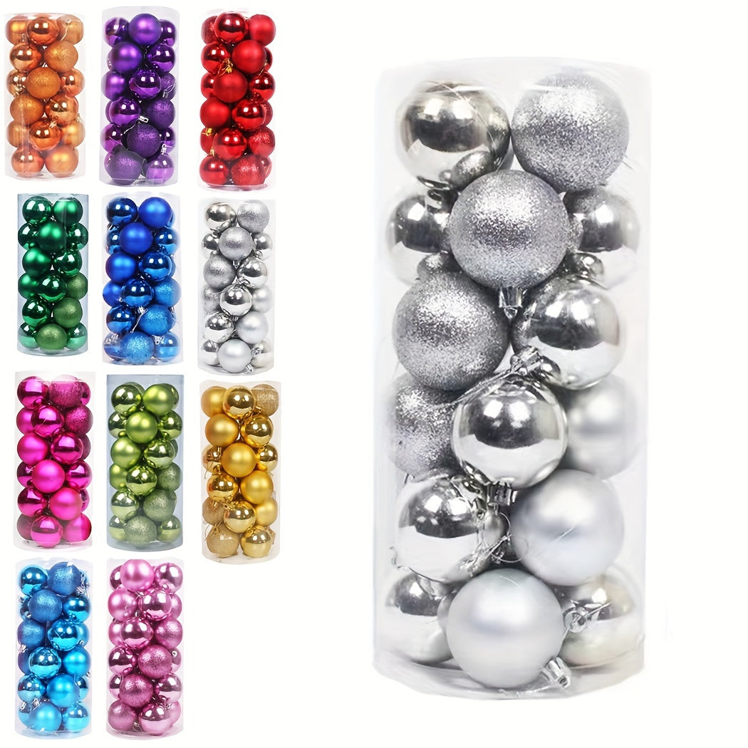 24 Plastic Christmas Ball Ornaments for Tree Decorating and Holiday Parties