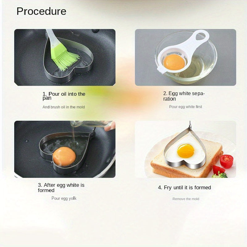 Molde de acero inoxidable de 5 piezas para huevos y panqueques, molde de cocina para desayuno