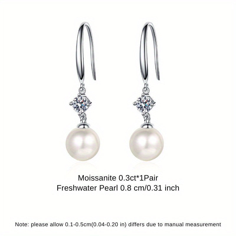 Sterling Silver Earrings with Freshwater Pearl for Women All-Season Gift Set