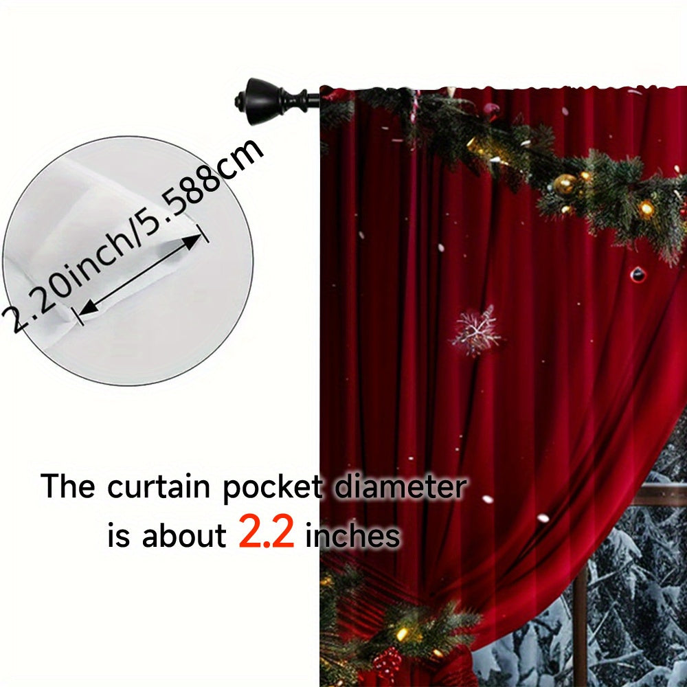 2 Pieces Christmas Santa Claus Curtains Digital Print Polyester for Living Room Kitchen Bedroom