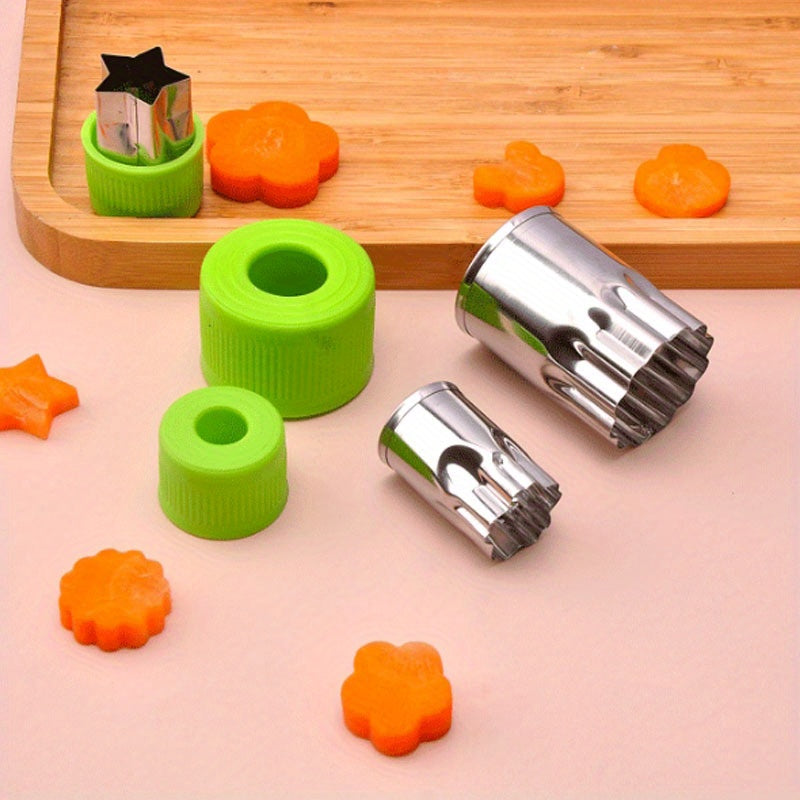 Set of 9 Stainless Steel Vegetable and Fruit Cutters with Flower Mold for Baby Food