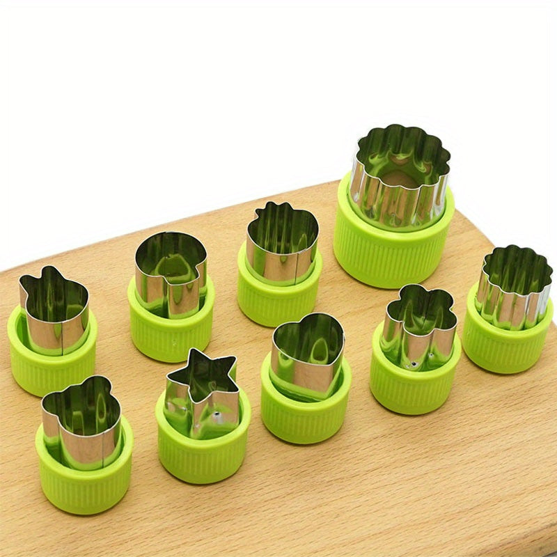 Set of 9 Stainless Steel Vegetable and Fruit Cutters with Flower Mold for Baby Food