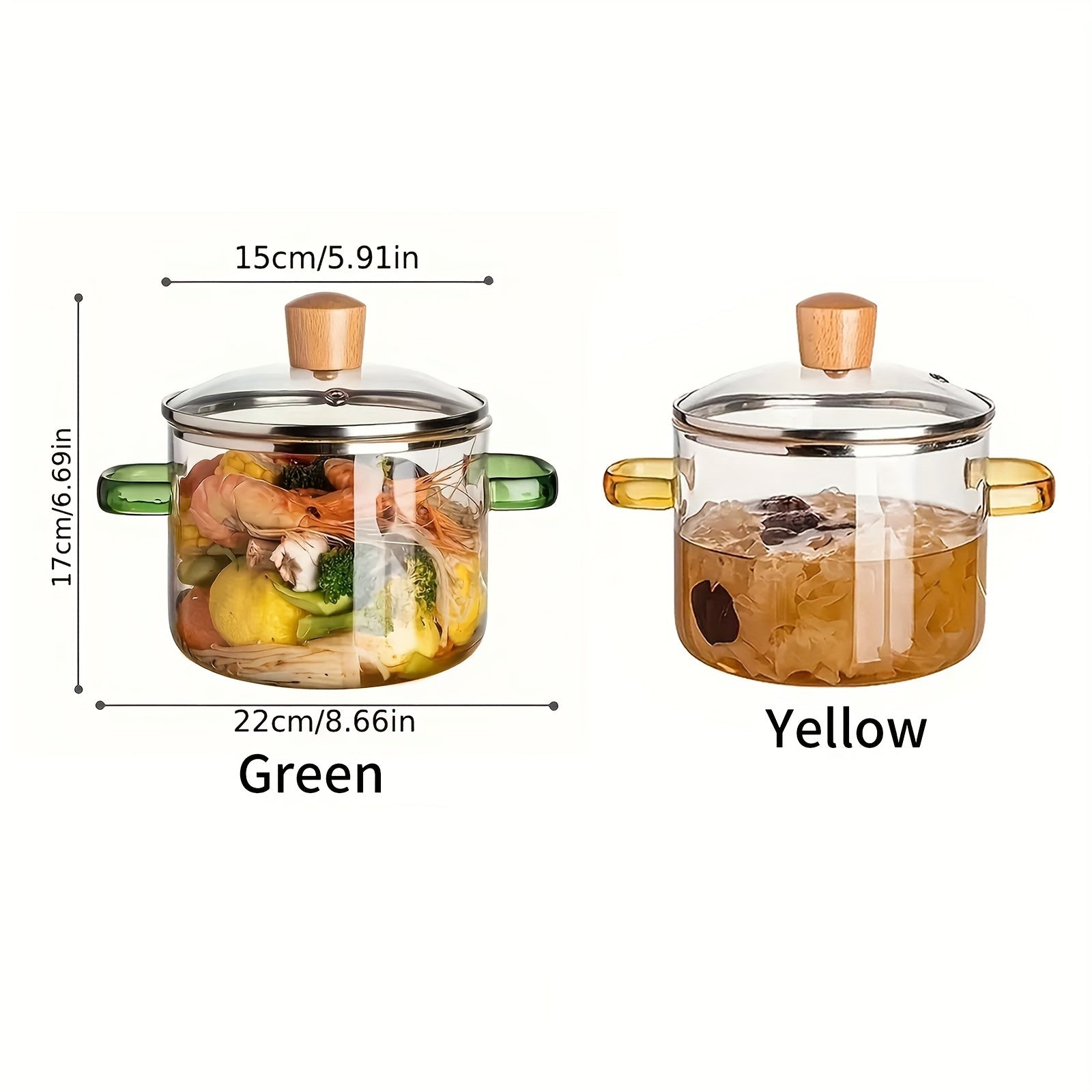 15.01cm Borosilicate Glass Cooking Pot with Lid Heat-Resistant for Soup Milk Pasta