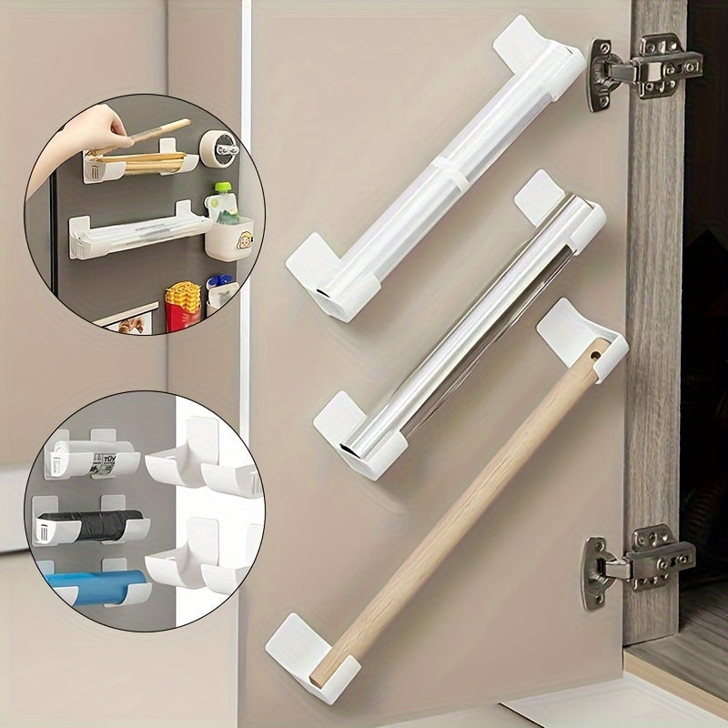 4-Pack Adhesive Kitchen Organizer Rack for Plastic Wrap and Trash Bags