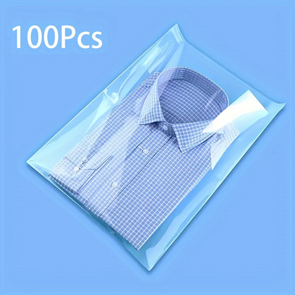 Pack of 100 Large Reusable Clear Plastic Bags for Gift, Storage, and Organization