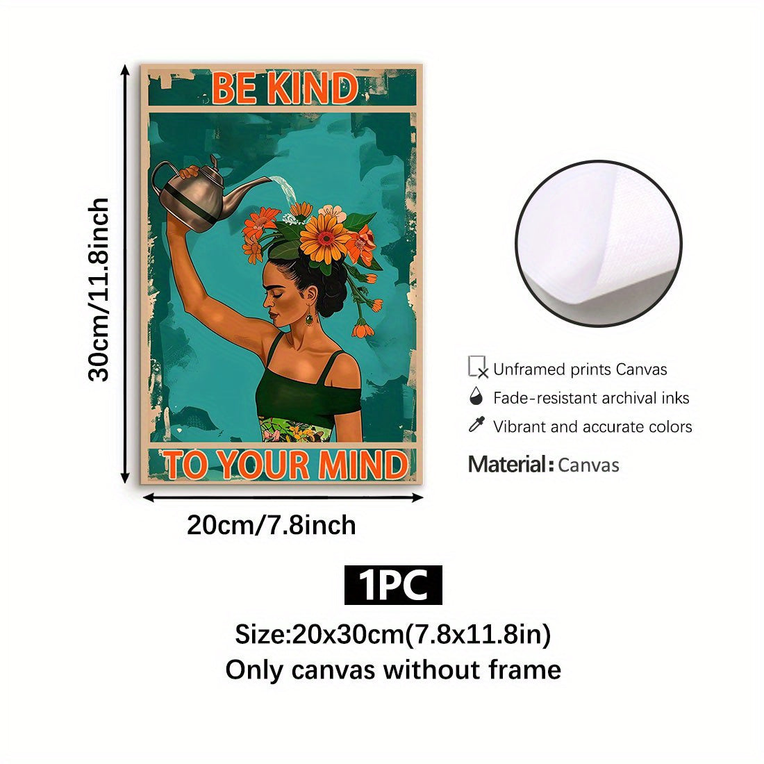 Floral Canvas Wall Art Print for Living Room Bedroom Home Office Fall Winter Portrait Style