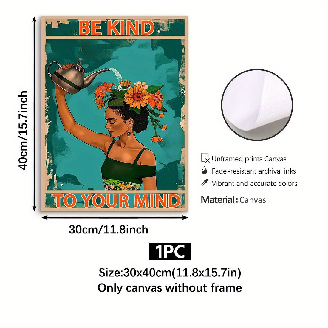 Floral Canvas Wall Art Print for Living Room Bedroom Home Office Fall Winter Portrait Style