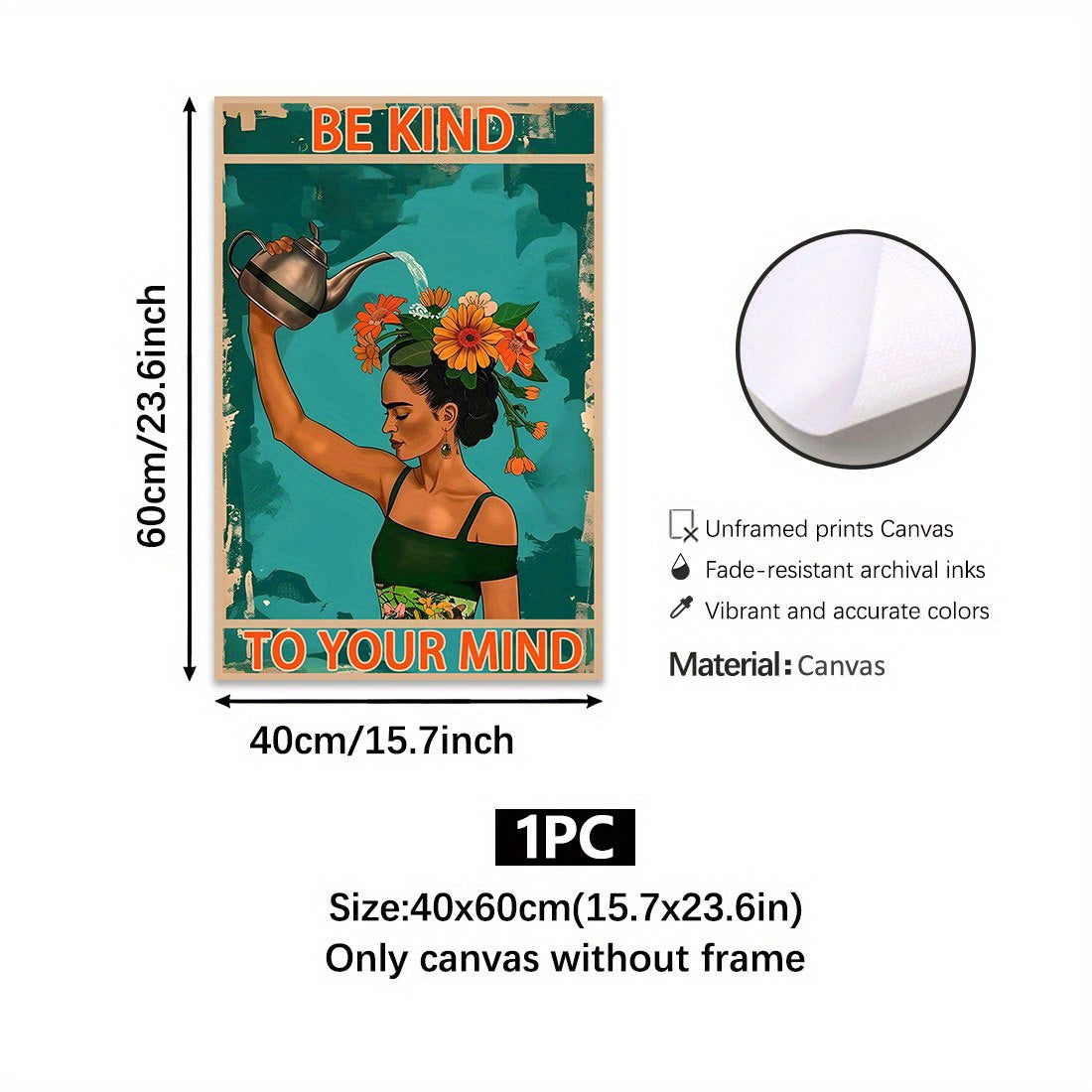 Floral Canvas Wall Art Print for Living Room Bedroom Home Office Fall Winter Portrait Style