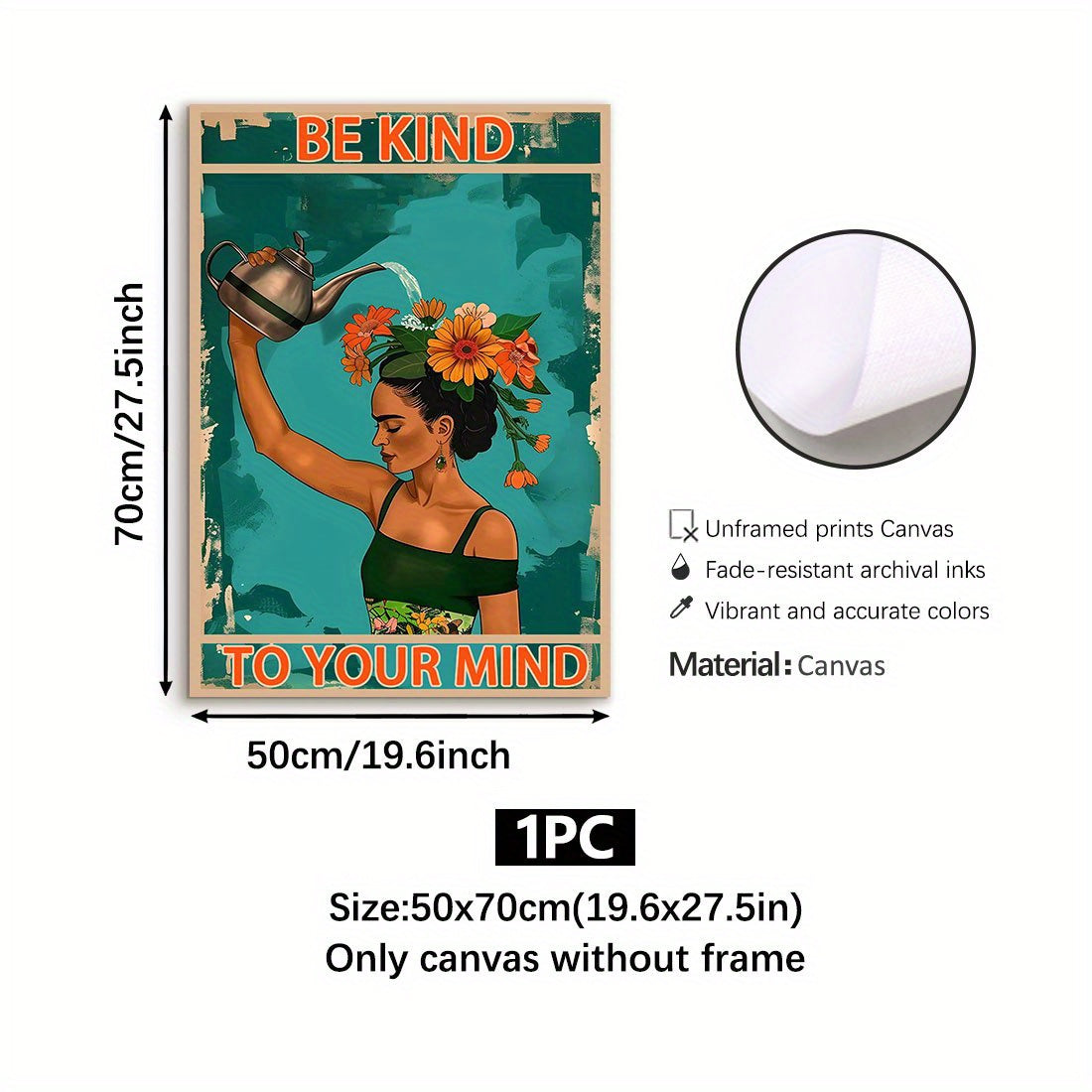 Floral Canvas Wall Art Print for Living Room Bedroom Home Office Fall Winter Portrait Style