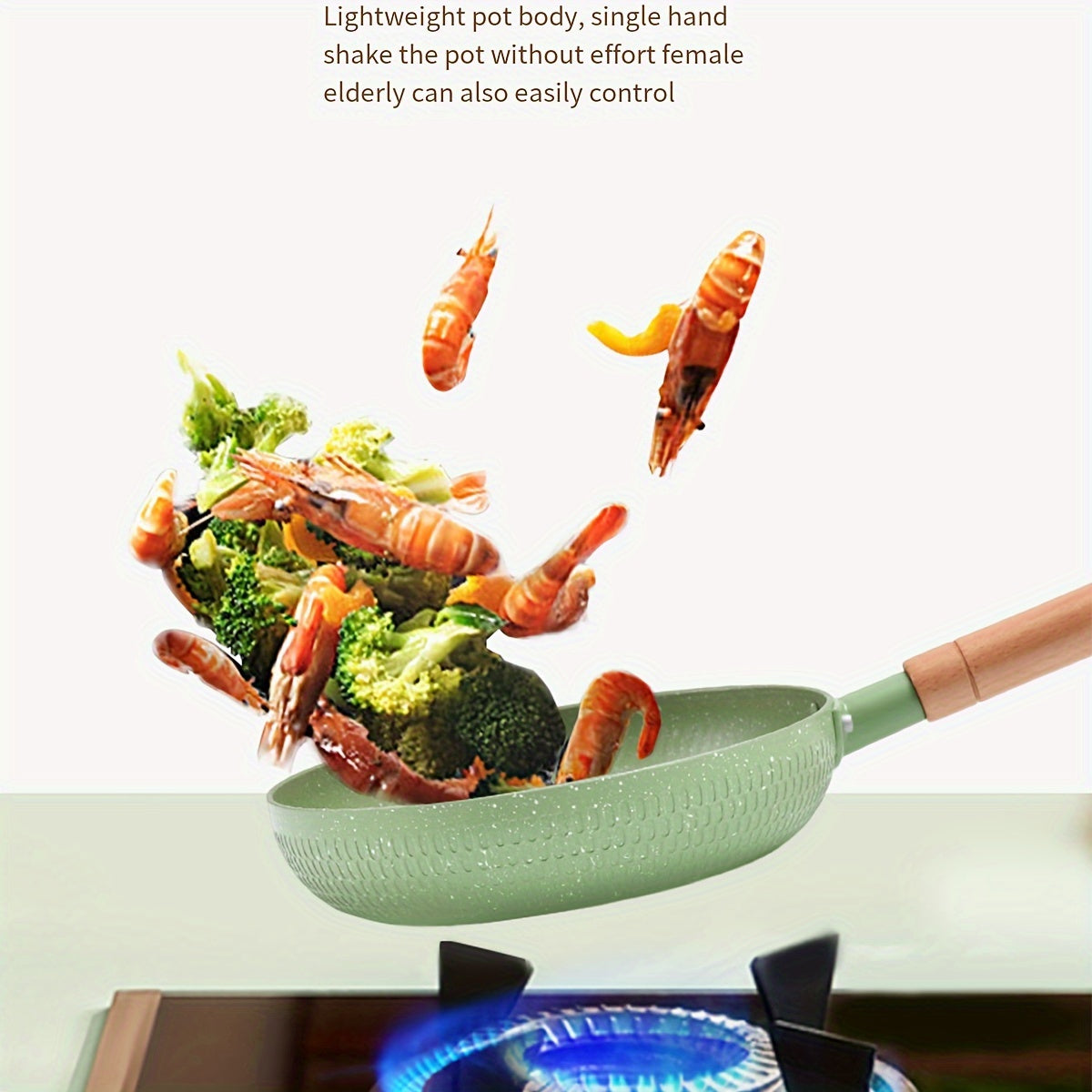 24cm Non-Stick Aluminum Skillet with Maifan Stone Coating for Cooking Fish Eggs Steak