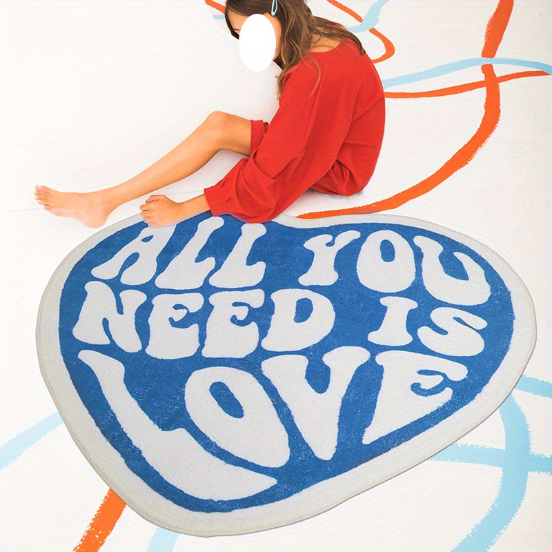 Yumshoq velur yurak shaklidagi gilam yotoq xonasi va mehmonxona uchun, sirpanmaydigan, 8mm qalinlikda