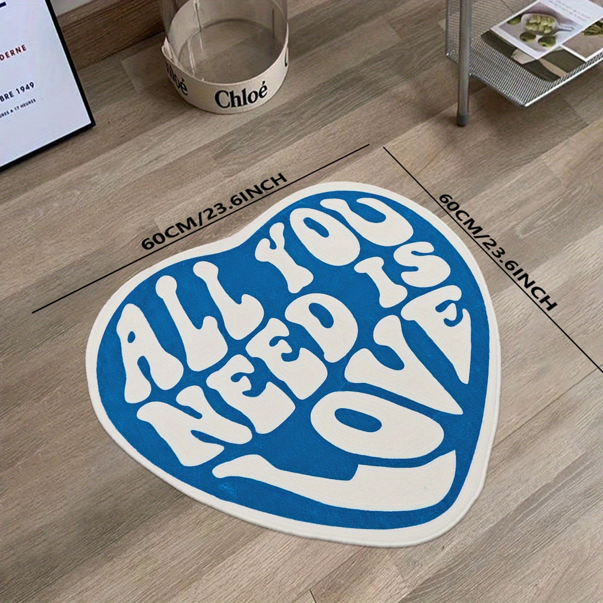 Yumshoq velur yurak shaklidagi gilam yotoq xonasi va mehmonxona uchun, sirpanmaydigan, 8mm qalinlikda