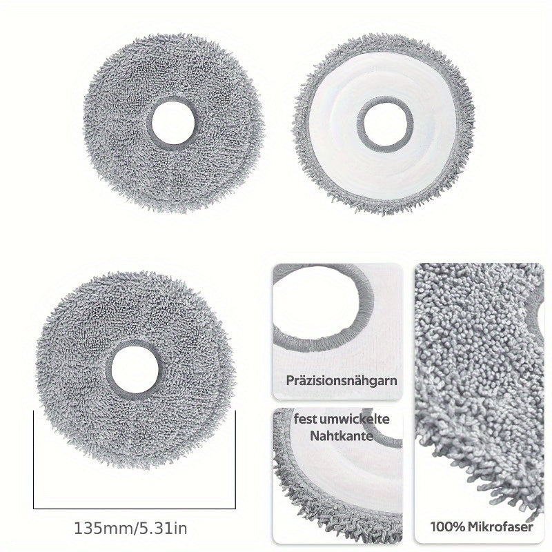 8 Microfiber Mop Pads for Robot Vacuums, Washable, Thickened Floor Attachments