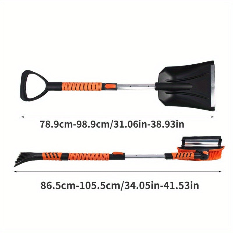 2-in-1 Telescopic Snow Shovel and Ice Scraper Set with Adjustable Squeegee