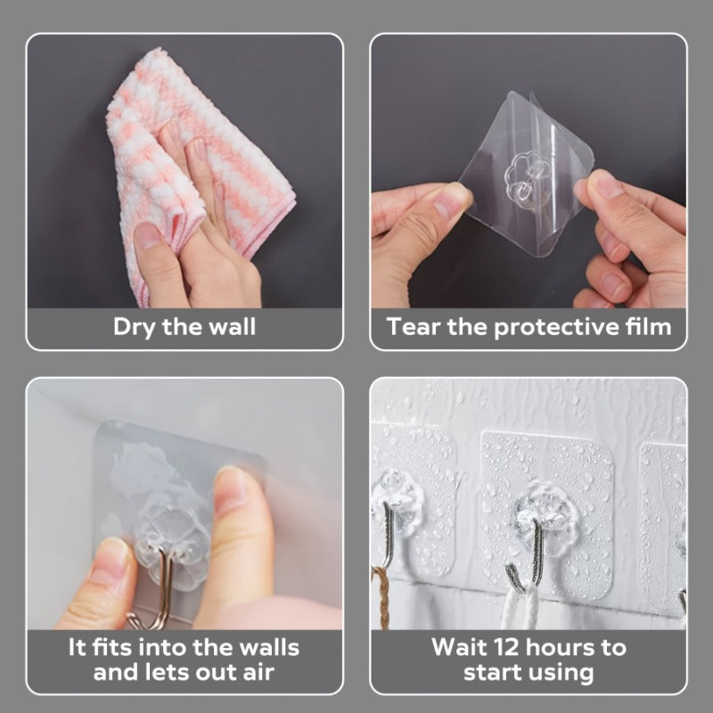 10 ta yuqori kuchlanishli devor osgichlari to'plami - Suv va moyga chidamli, oshxona va hammomda tartibga solish uchun mukammal shaffof birlashmasiz dizayn.