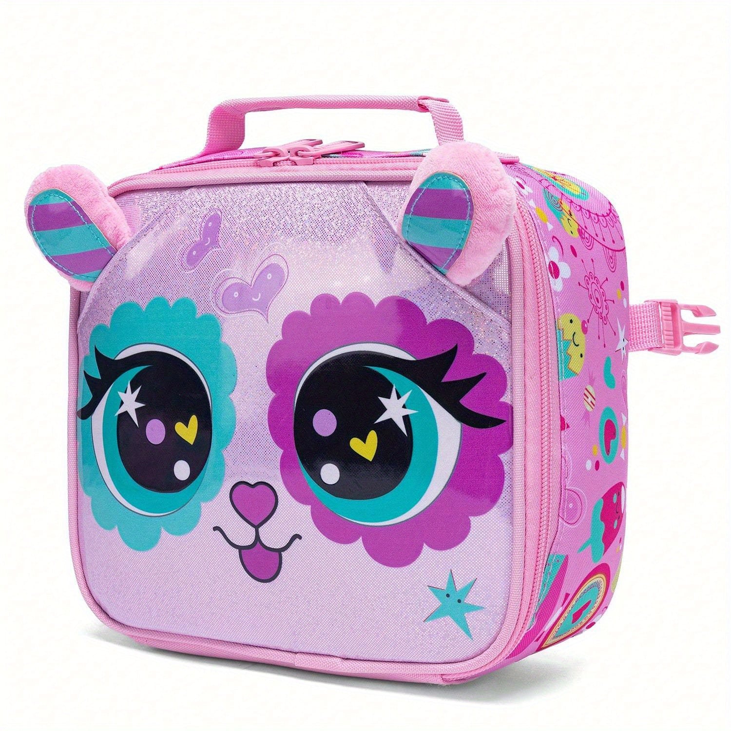 Kids Girl Backpack Set 3-Piece Trolley Lunch Bag Pencil Case for School Travel