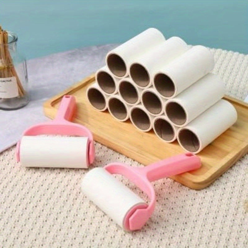 Lint Roller Kit with Handle and 4 Refills for Pet Hair Removal from Clothes Carpet and Car Seats
