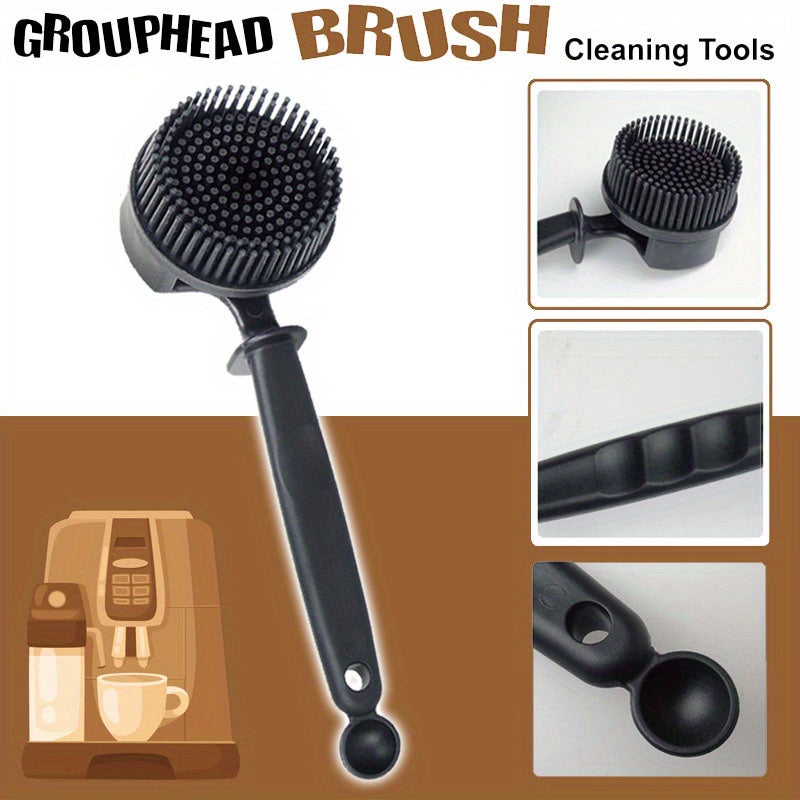 Circular Punch Head Silicone Coffee Machine Cleaning Brush Longer Handle Kitchen Utensil