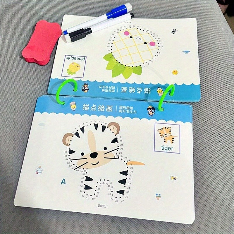 Children's Reusable Practice Tracking Manuals for Painting Education with Erasable Stickers