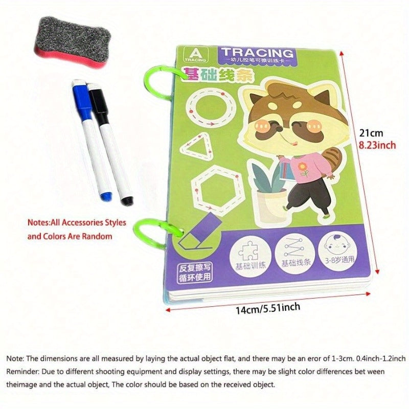 Children's Reusable Practice Tracking Manuals for Painting Education with Erasable Stickers