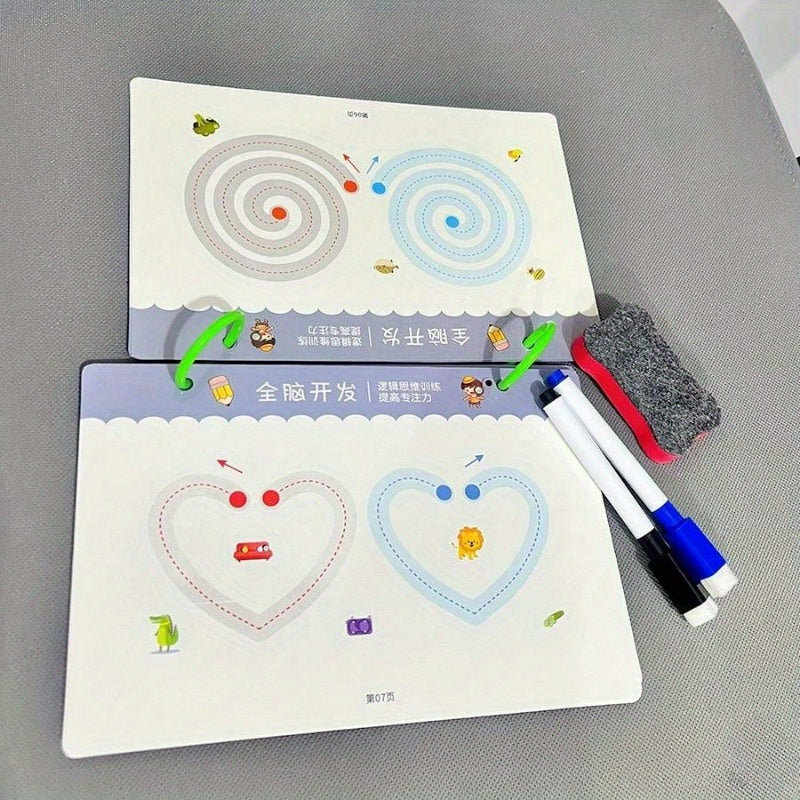 Children's Reusable Practice Tracking Manuals for Painting Education with Erasable Stickers