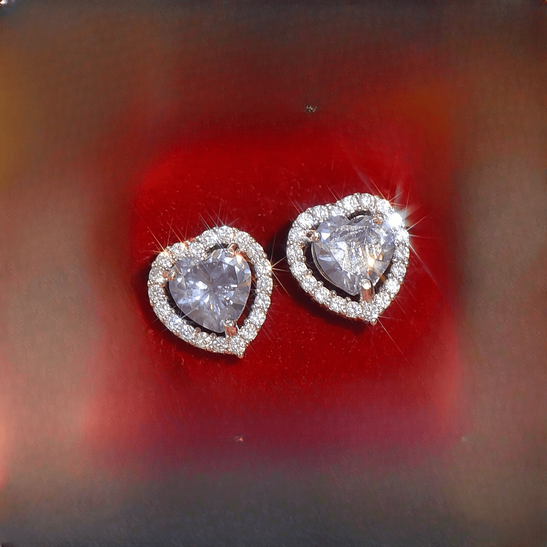 Purple Moissanite Heart-Shaped Stud Earrings 2ct Sterling Silver Gold Plated December Birthstone Hypoallergenic