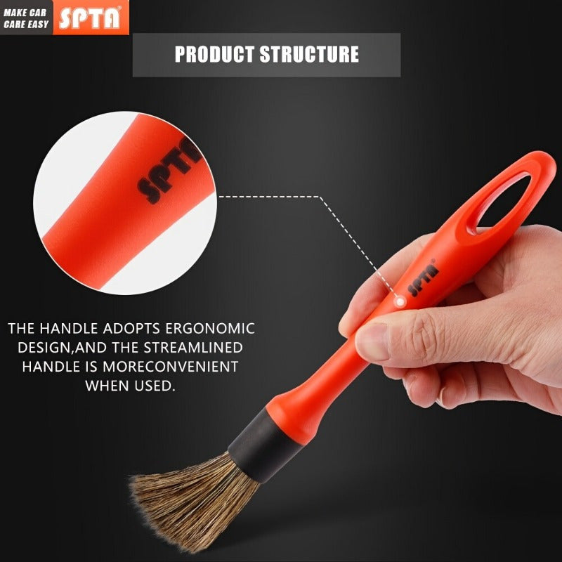 Набор из 5 щеток для детальной очистки автомобиля - щетина из конского волоса и нейлона - универсальные инструменты для чистки приборной панели, колес и интерьера - не требуется электричество для использования дома или в автомобиле