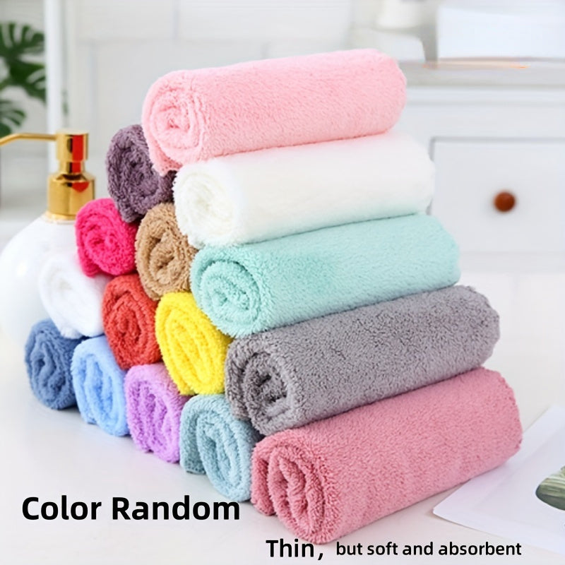 5/10 Piece Set of Soft Absorbent Coral Fleece Wash Cloths for Face and Bathroom