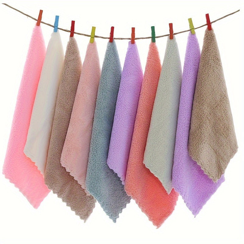 5/10 Piece Set of Soft Absorbent Coral Fleece Wash Cloths for Face and Bathroom