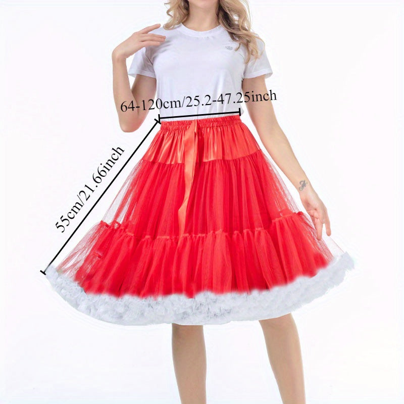 Festive Season Celebration Skirt Hexagonal Mesh Lightweight Fluffy Dance Costume