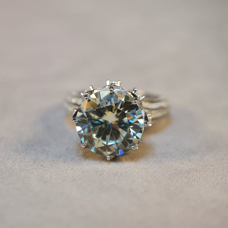 Green Moissanite Engagement Ring 10 Carat Sterling Silver Gold Plated Wedding Jewelry