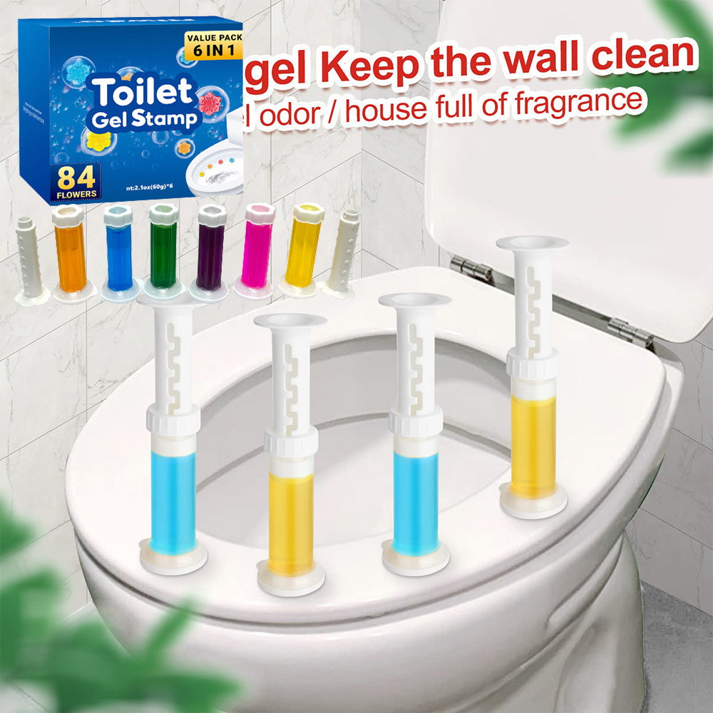 6 Pcs Floral Scented Toilet Gel Stamps with 84 Flowers for Bathroom Kitchen