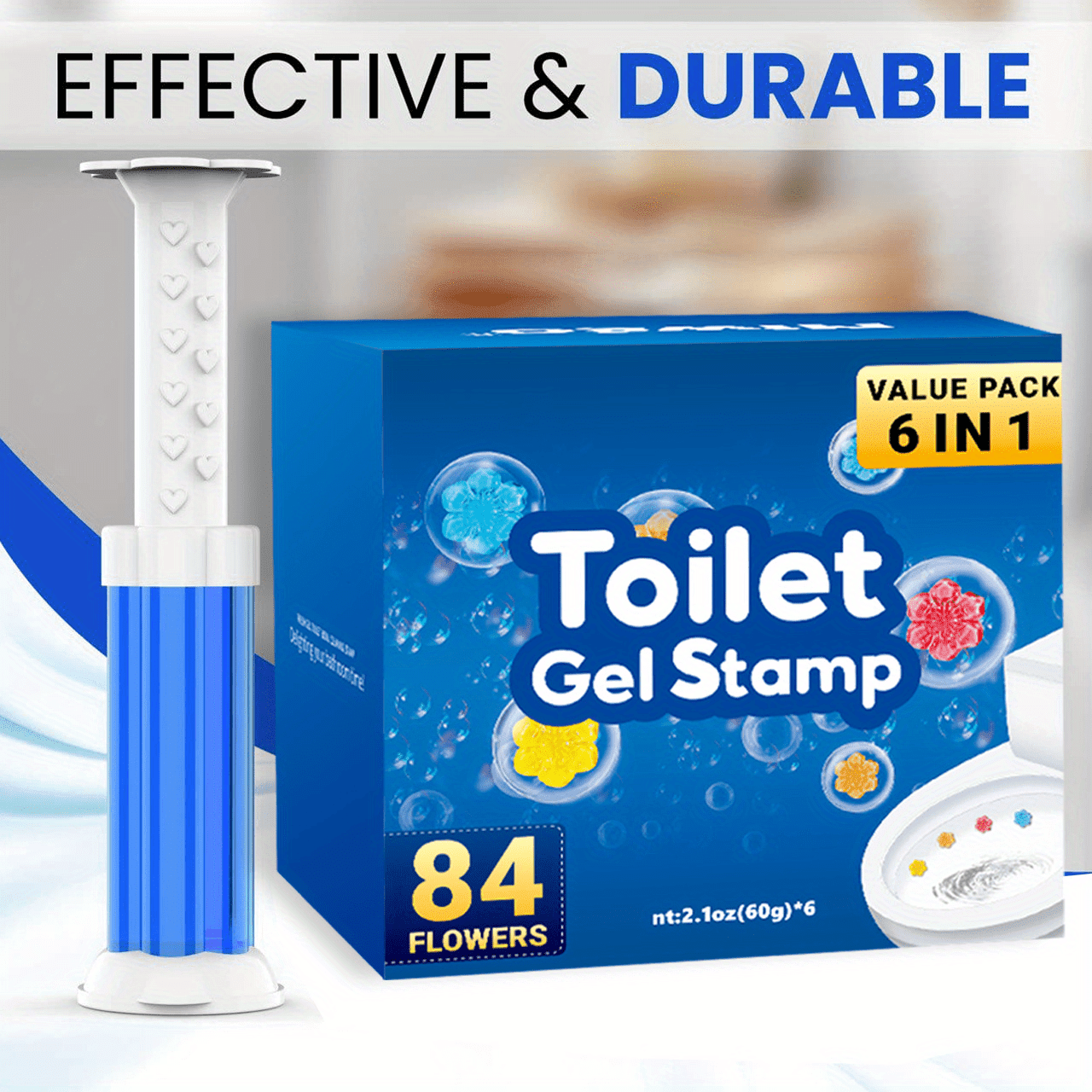 6 Pcs Floral Scented Toilet Gel Stamps with 84 Flowers for Bathroom Kitchen
