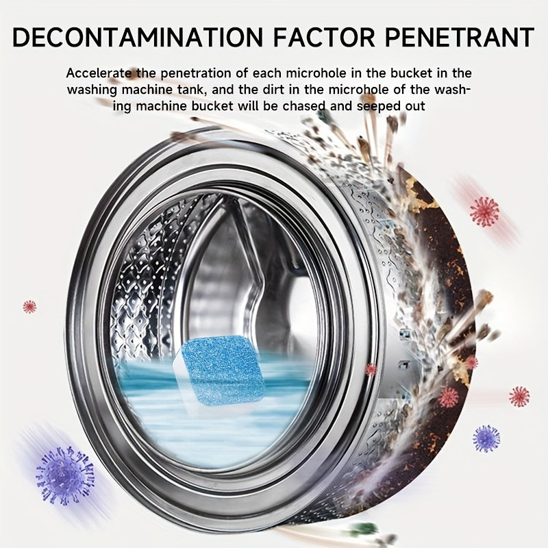 12-Pack Effervescent Washing Machine Cleaner Tablets for Deep Cleaning and Odor Removal