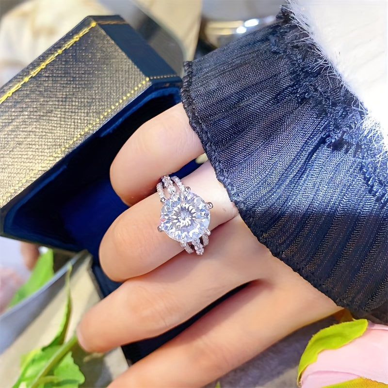 Sterling Silver 5 Carat Moissanite Engagement Ring for Daily Wear and Special Occasions