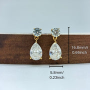 Sterling Silver Stud Earrings with 2.5 Carat Pear Moissanite 18K Gold Plated
