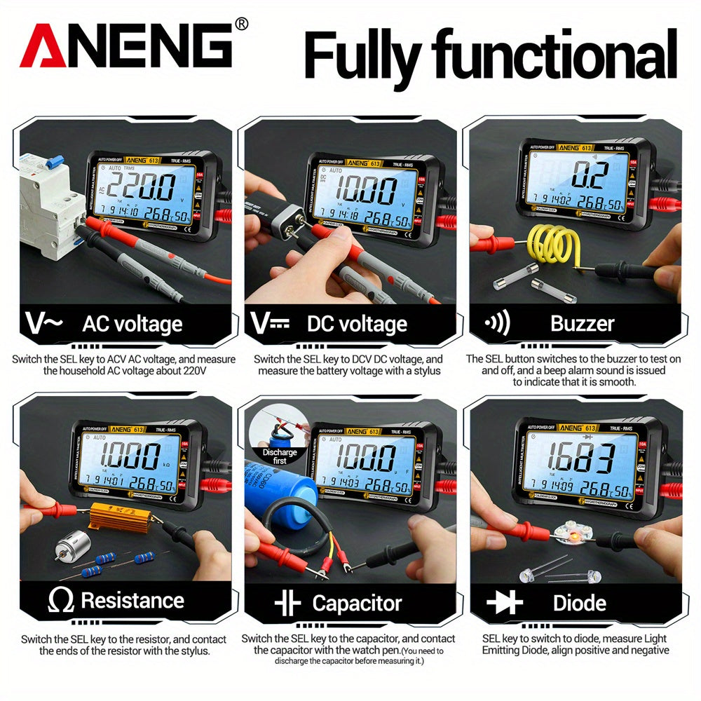 Digital Multimeter 4000 Counts AC/DC Voltage Current Resistance Tester 3 in 1